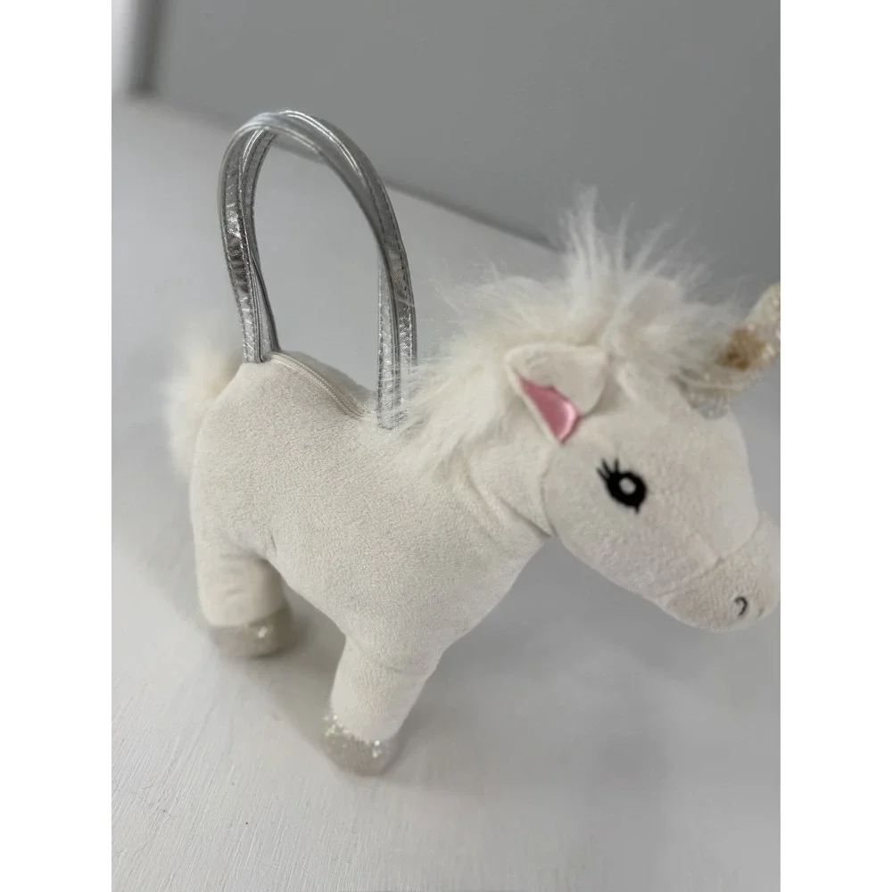 Gymboree UNICORN plush Purse Bag 2010 RARE Embroidered Flower Sliver Paws